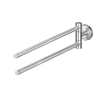 Imagen de AMARE Toallero de 2 Brazos Plateado Perforación o Pegado Soporte Invitados Gancho Acero Inoxidable Dispensador Toallas tamaño 48 x 8 5,5 cm, Metal, Handtuchhalter Armig