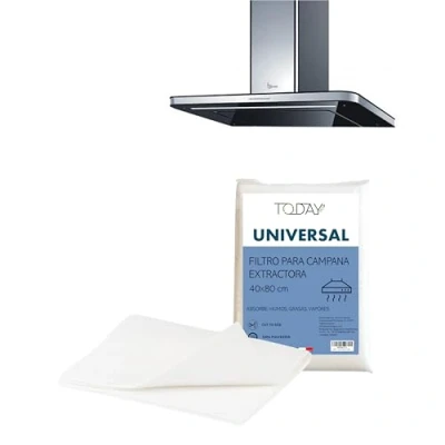 Imagen de Today Filtro Universal para Campana Extractora 40x80 cm Recortable, Absorbe Vapor, Olores y Humo Autoextinguible
