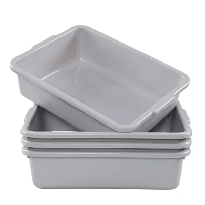Imagen de Neadas 8 L Barreño Plastico Rectangular Almacenaje, Color Gris Claro, Conjunto de 4