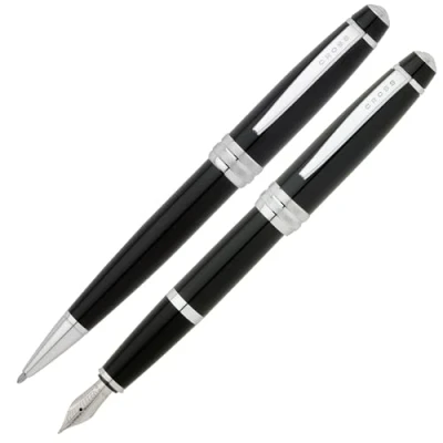 Imagen de Cross Bailey Juego de bolígrafo y pluma estilográfica (grosor trazo o plumín M, tinta negra), color negro