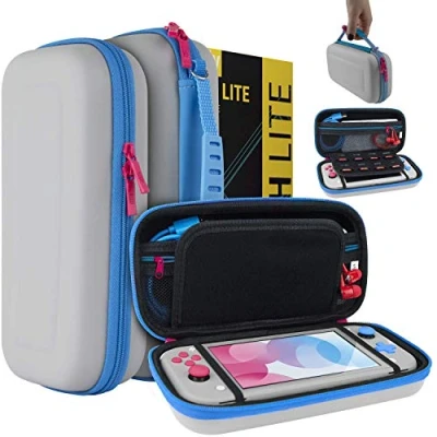 Imagen de Orzly Case for Nintendo Switch Lite Portable Travel Carry with Storage Games and Accessories [Grey/Blue a Tint of Pink Special Edition]