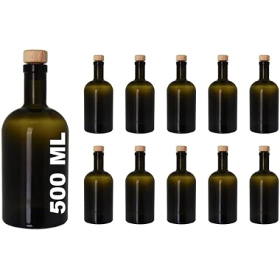 Imagen de casavetro Tapón de corcho transparente Botellas vidrio vacías 500 ml Tapas recargables reutilizables Apretado al aire para endrinas Gin Aceite Vinagre Cerveza Vino Sidra(10 x ml)