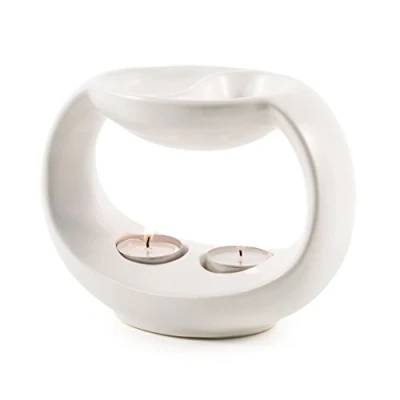 Imagen de pajoma Quemador de Aromas Yin &amp; Yang en Blanco, Altura 14 cm, Adecuado para 2 aceites aromáticos Diferentes