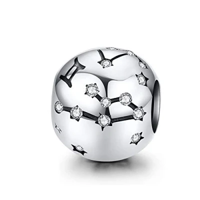 Imagen de Abalorio de Plata ley 925 con constelación cumpleaños, aniversario, dije fe para pulsera Pandora,