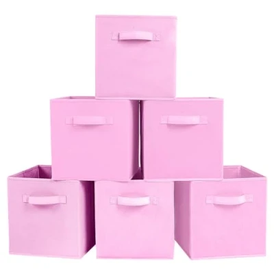 Imagen de Powerking Cesta Plegable de Almacenamiento Ropa Cubos, contenedores y cajones (Rosado, 6)