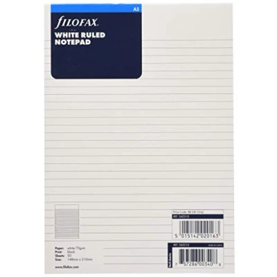 Imagen de Filofax 342210 Recambio de agenda (50 hojas, A5), color blanco con impresión en negro