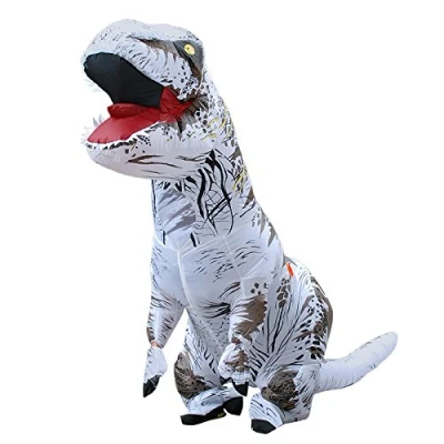 Imagen de JASHKE Disfraz de Dinosaurio Traje Inflable Trex Halloween Adulto (Blanco)
