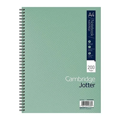 Imagen de Cambridge Jotter Cuaderno A4, encuadernado con alambre, 200 páginas, bloc de notas individual, color verde