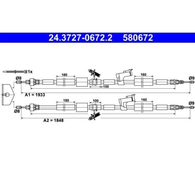 Imagen de ATE 24.3727 0672.2 Cable de Freno Mano 1848, 1933 FORD: Focus 2