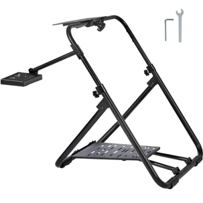 Imagen de VEVOR Soporte Plegable para Volante de Carreras Base Universal Ajustable en Altura Compatible con Pedal Logitech y Thrustmaster Marco Acero Q235A Ángulo del 0/40