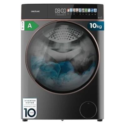 Imagen de Cecotec Lavadora 10 Kg Carga Frontal Bolero DressCode 10900 Inverter FullColor Steel A. 1400RPM, Bajo Consumo, Pantalla 10,3&quot;, 11 Programas, Motor Plus, Limpieza Vapor