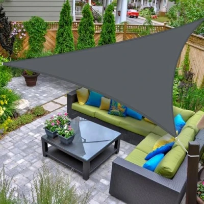 Imagen de AXT SHADE Toldo Vela de Sombra Impermeable Triangular 3x3x3m Protección Rayos UV para Exterior Terraza Patio Jardín Gris Antracita