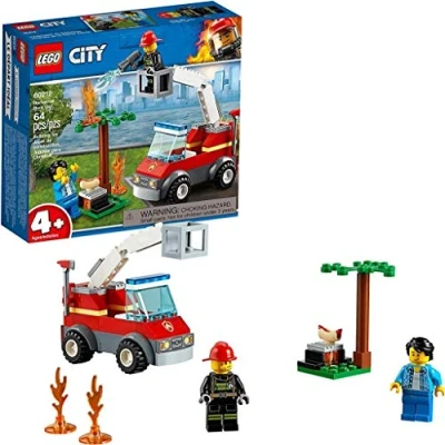 Imagen de LEGO City Fire Incendio en la Barbacoa Juguete de construcción rescate bomberos, incluye camión con grúa y minifiguras, Multicolor (Lego ES 60212)