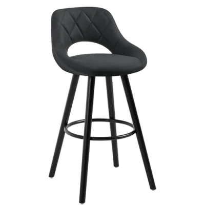 Imagen de WOLTU 1X Taburetes de Bar con Respaldo Sillas Cocina Juego 1 Altos Marco Madera Maciza Tela Silla Diseño Antracita BH291an
