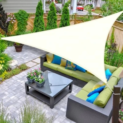 Imagen de AXT SHADE Toldo Vela de Sombra Impermeable Triangular 3x3x3m Protección Rayos UV para Exterior Terraza Patio Jardín Crema