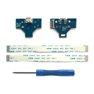 Imagen de 2pcs JDS 001 Reemplazo Puerto de Carga Micro USB para Mando PS4, Cargador Puertos Socket Adaptador Módulo, Flex Cable, Destornillador Playstation DualShock Controlador
