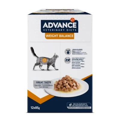 Imagen de Advance Veterinary Diets Weight Balance Comida Húmeda para Gatos: Multipack 12 bolsitas de 85g