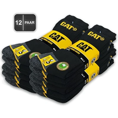 Imagen de Caterpillar 12 pares de calcetines trabajo para mujer y hombre, trabajo, tallas 35 50, Pairs Black, 39 42