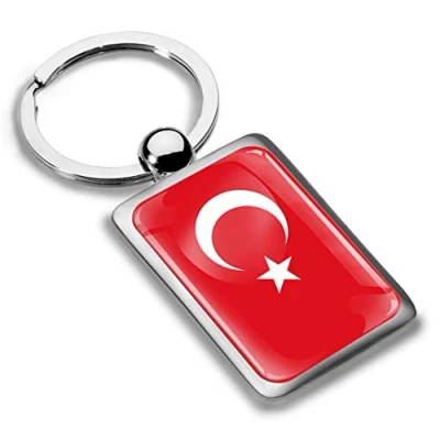 Imagen de Biomar Labs® Llavero de Regalo para Hombre y Mujer 3D Metal Bandera Nacional Turquía Turkey Flag KK 247