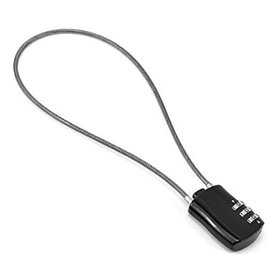 Imagen de QWORK® Candado de Cable Retráctil, Combinación 3 Dígitos con 41 cm para Maletas Bicicleta Esquí Snowboard y Cochecito, Negro