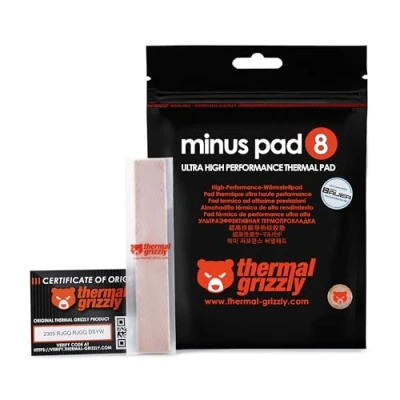 Imagen de Thermopad Thermal Grizzly Minus Pad 8 Almohadillas Conductoras Silicona Termica Conduce el calor y enfría los elementos calefactores del ordenador o la consola (120 x 20 1 mm, 2 Piezas)