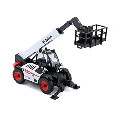 Imagen de Bburago B18 32088 Bobcat TELEHANDLER con Modelo de Plataforma Working Man, Blanco, Mediano