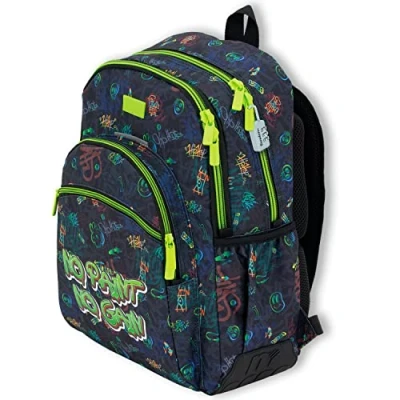 Imagen de OFITURIA Mochila Escolar Niño, Adaptable a Carro, Gran Capacidad y Doble Cremallera, con Funda para Portátil, Bolsillo Frontal Lateral (PAINT)