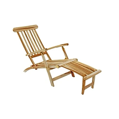 Imagen de SAM® Tumbona de Teca, Ajustable, Superficie Pulida, no ocupa Mucho Espacio. Ideal para Balcones, jardinos, Robusta Silla jardín, posición acostada Muy cómoda