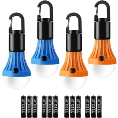 Imagen de Lepro Linterna de Camping, Luz Camping con batería, Farol LED portátil para Tienda, Resistente al Agua, 3 Modos iluminación Acampar, Senderismo, Cortes Energía, Batería Incluida, 4 pcs