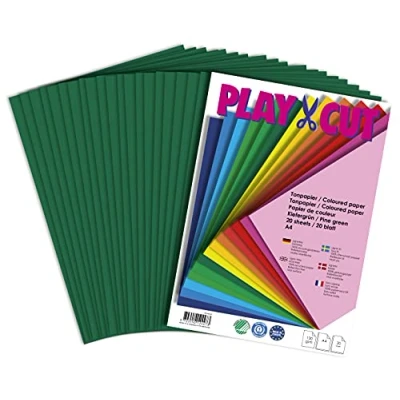 Imagen de PLAY CUT, Papel de color, A4, 130 g/m2, color verde pino, 20 hojas, liso