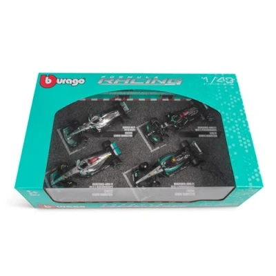 Imagen de F1 Mercedes AMG Petronas W12 W13 W14 Juego de 4 modelos coche Fórmula 1 2021 2023 Lewis Hamilton George RUSSEL Escala 1:43 12 cm BBurago 38093