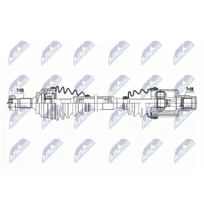 Imagen de NTY NPW PE 043 Árbol de transmisión Eje delantero, derecha 762 para vehículos con ABS, sin ABS PEUGEOT: 207 Hatchback, 2008 Familiar