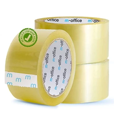 Imagen de m office Cinta Adhesiva Transparente, de Embalar para Embalaje Cajas, Envíos, Mudanzas y Manualidades, Precinto Transparente Seguro Resistente (48mmx66m, x3)