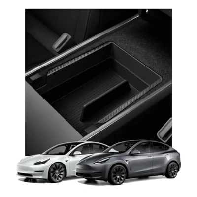 Imagen de Spigen Organizador de Consola para reposabrazos Tesla Model 3 2021 2023 e Y diseñado Accesorios Negro