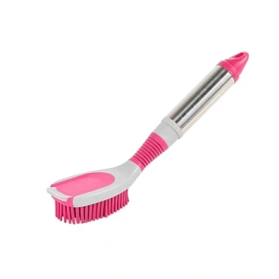 Imagen de Kleeneze KL076816EU7 Cepillo Para Fregar Con Cerdas De Goma En Forma Corazón, Lavado El Uso Diario, Eliminar La Grasa Platos Y Sartenes Facilidad, Rosa