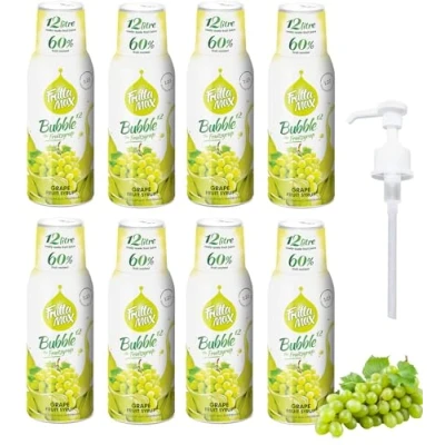 Imagen de 8 paquetes FruttaMax Concentrado de jarabe frutas Menos azúcar con un 60% contenido fruta adecuado para máquina refrescos (8 x 500 ml) Uva)