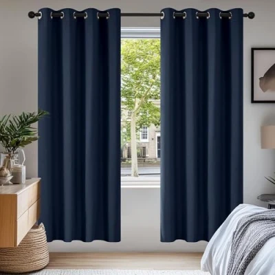 Imagen de Deconovo Cortinas Opacas 2 Piezas para Dormitorio Salón Modernas, Aislantes Térmicas y Reducción de Ruido, EcolóGicas Certificadas,140 x 180 cm Azul Marino