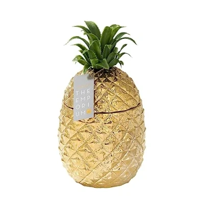 Imagen de Cubo de hielo piña dorado con tapa, agregado premium a su carrito bebidas Accesorio barra retro Decoración fiesta clase Refrigerador elegante Regalo ideal para él o ella