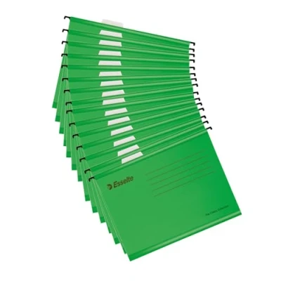 Imagen de Esselte Carpetas Colgantes A4 Reforzadas, 15 Unidades, Fabricadas con Cartón 100% Reciclado, Pestañas y Divisores Integrados, Ideal para tu Oficina, Casa o Escuela, Color Verde
