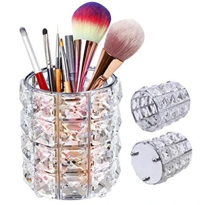 Imagen de XCOZU Soporte para brochas de Maquillaje, Organizador Maquillaje Pinceles, Almacenamiento brochas, Cejas, lápices, Plata