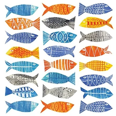 Imagen de 20 servilletas de peces colores, decoración mesa, decoupage, técnica servilletas, 33 x cm