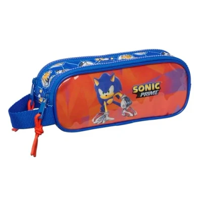 Imagen de Sonic Prime Portatodo Doble Niño, Estuche Infantil, Ideal para Niños en Edad Escolar, Cómodo y Versátil, Calidad Resistencia, 21x6x8 cm, Color Azul