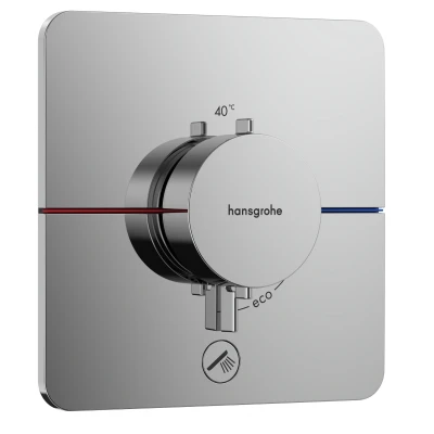 Imagen de hansgrohe ShowerSelect Comfort Q, termostato empotrado con una salida adicional, grifo botón de seguridad (SafetyStop) a 40 C, para ducha y bañera, mezclador 1 función, cromo