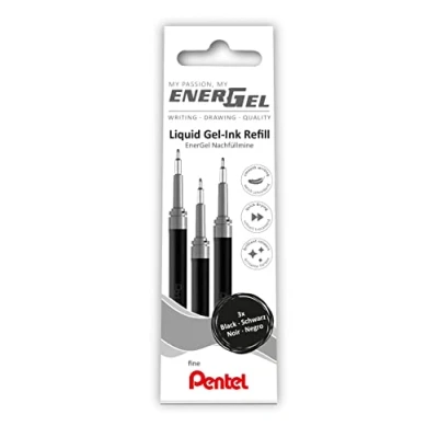 Imagen de Pentel Recarga LRN5 3A para bolígrafo EnerGel 0.5 Ball = 0,25 mm de grosor, punta aguja, 3 unidades, color negro