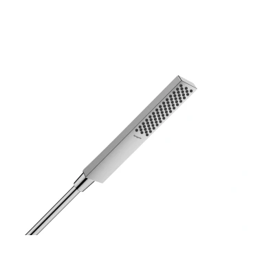 Imagen de hansgrohe Pulsify E ducha de mano ahorro agua 9 l/min (EcoSmart), alcachofa con1 tipo chorro, cabezal rectangular (100 x 25 mm), con sistema antical, cromo, 24320000