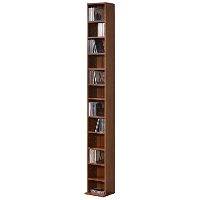 Imagen de [en.casa] Estante para CDs Soporte DVDs 175 x 20 cm Librería con 12 compartimientos Color Nogal