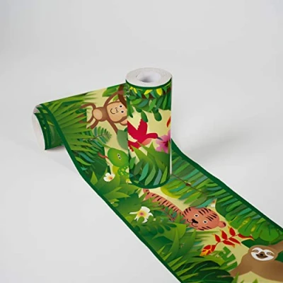 Imagen de Lovely Kids Cenefas Adhesivas Para Los Niños Jungle Friends 5.00 m x 0.155 Verde de Colores Amarillo Fabricado en Alemania A.S. Création 403725