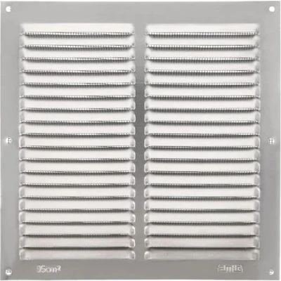 Imagen de Amig Rejilla Cuadrada de Aluminio con Mosquitera Rejillas Ventilación para Salida Aire Ideal Techo Cocina y Baño Medidas 200 X MM Color Plateado