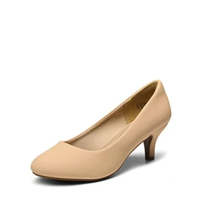 Imagen de DREAM PAIRS Zapatos de Tacón Bajo Clásicos Mujer Zapatillas con Fina Salón PU,Size 41,Desnudo/Nubuck,LUVLY