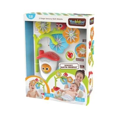 Imagen de Yookidoo Móvil de Baño para Bebé Flores y Fuente giratorias recién Nacidos niños Desarrollo Sensorial Tiempo (Cubo no Incluido) Se Fija a Cualquier bañera 0 2 años.